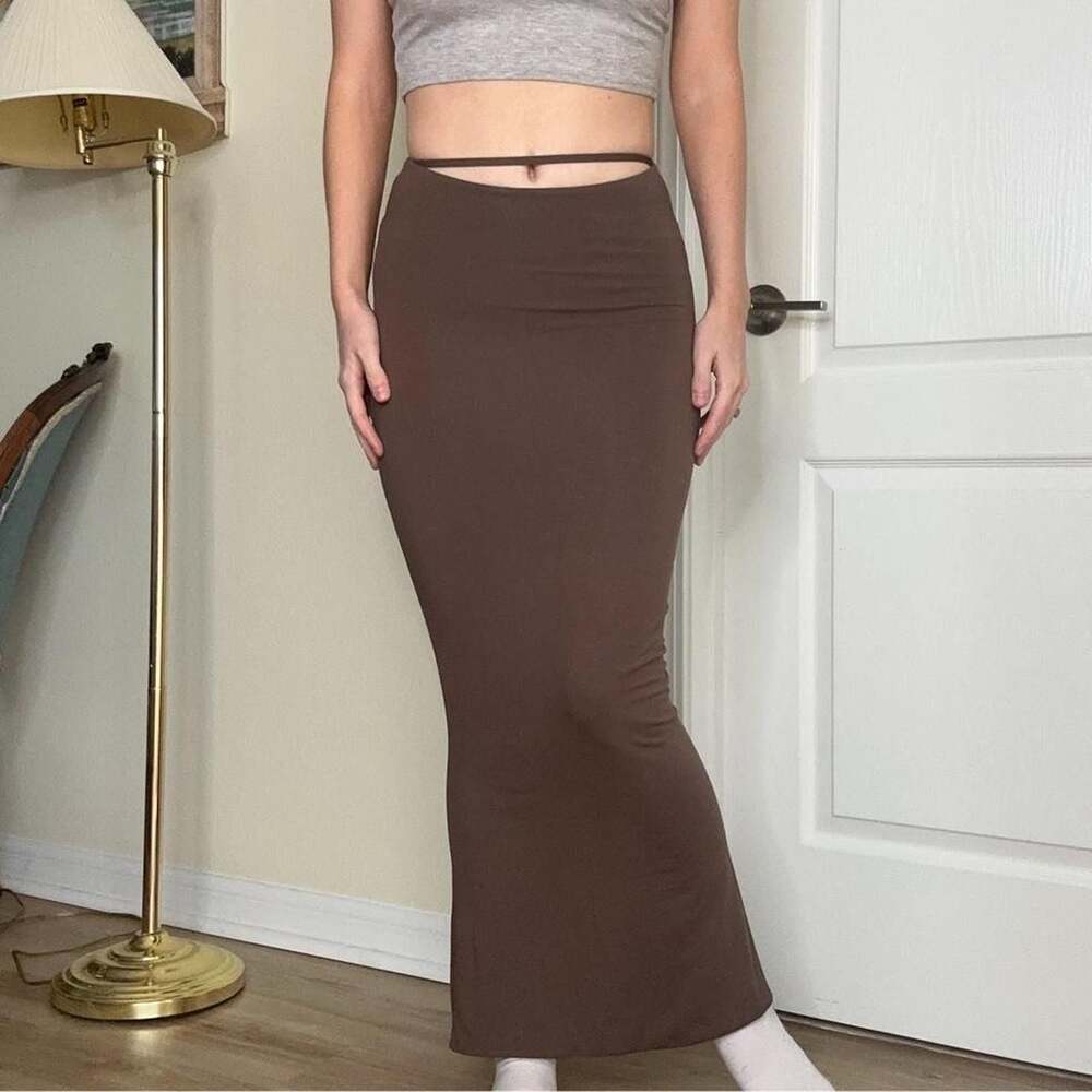 Oh Polly Brown Strappy Maxi Skirt